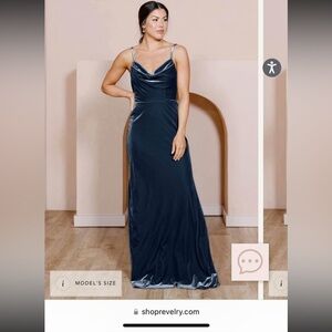 Revelry Nadia velvet bridesmaid dress-royal blue